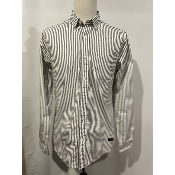AND Other - Scotch And Soda Men's Button Up Shirt Black And‎ White Stripe Large